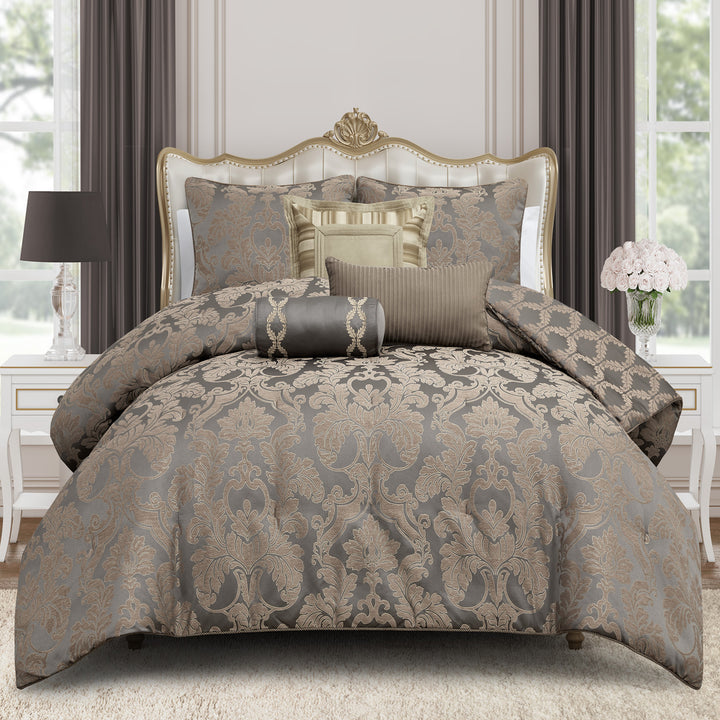 Walton Charcoal/Bronze 3 Piece Comforter Set Comforter Sets By Waterford