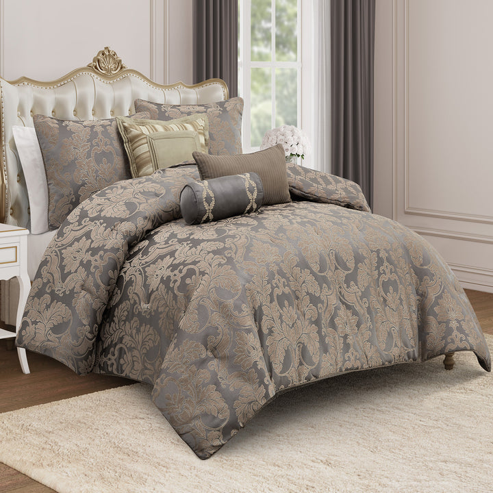 Walton Charcoal/Bronze 3 Piece Comforter Set Comforter Sets By Waterford