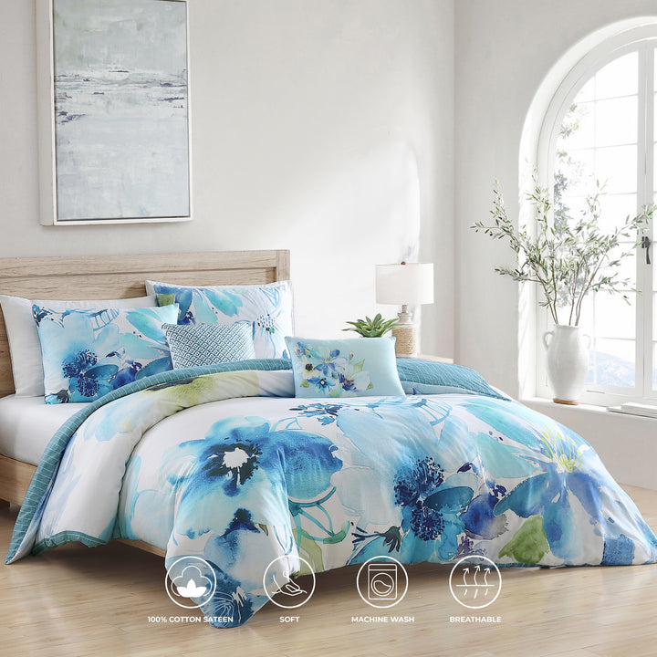 Bebejan Watercolor Blue 5 Piece Reversible Comforter Set Comforter Sets By Bebejan®