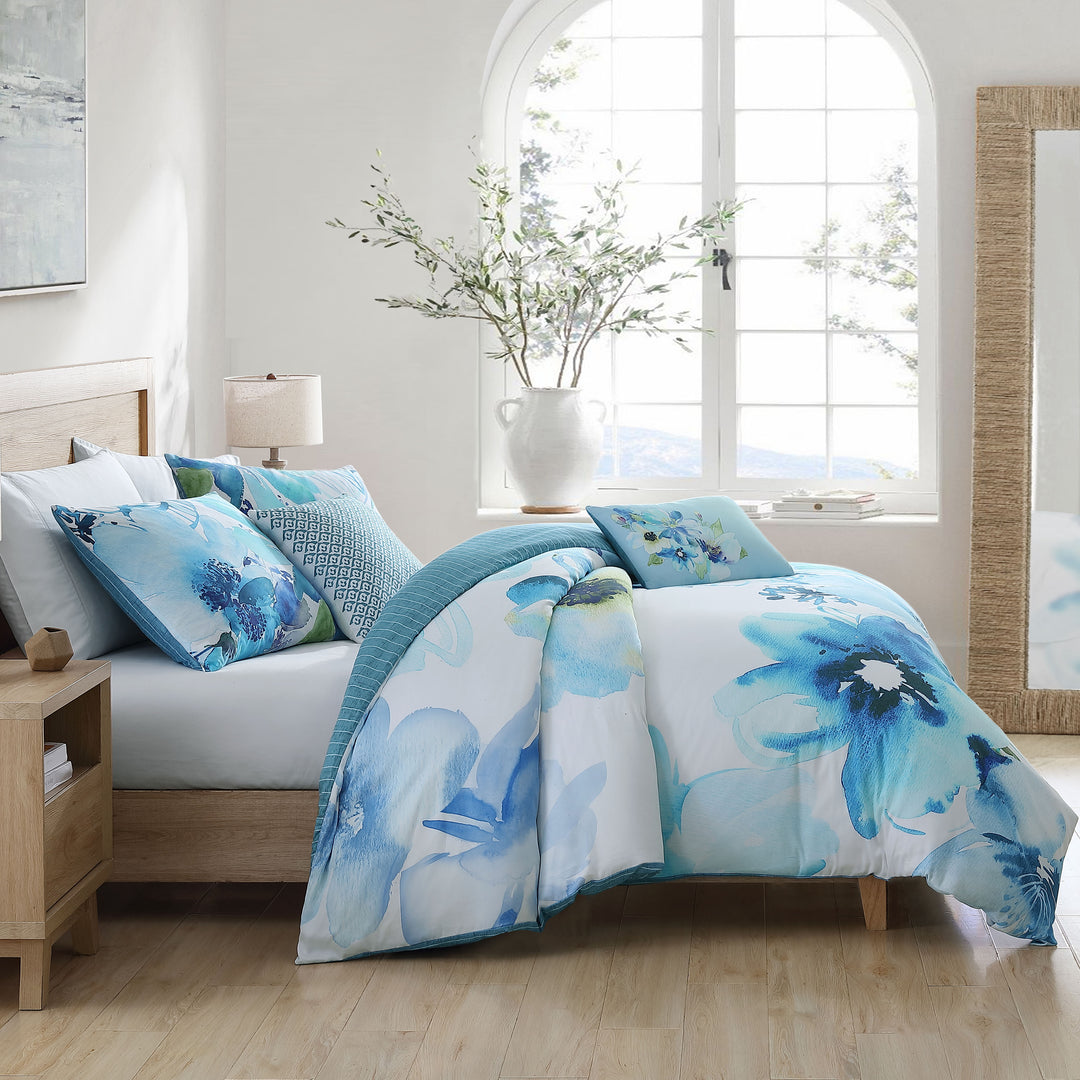 Bebejan Watercolor Blue 5 Piece Reversible Comforter Set Comforter Sets By Bebejan®