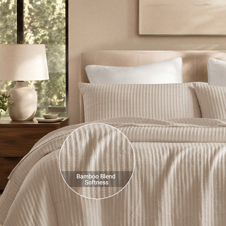 Hayden 3-Piece Cotton Blend Textured Knit Quilt Set