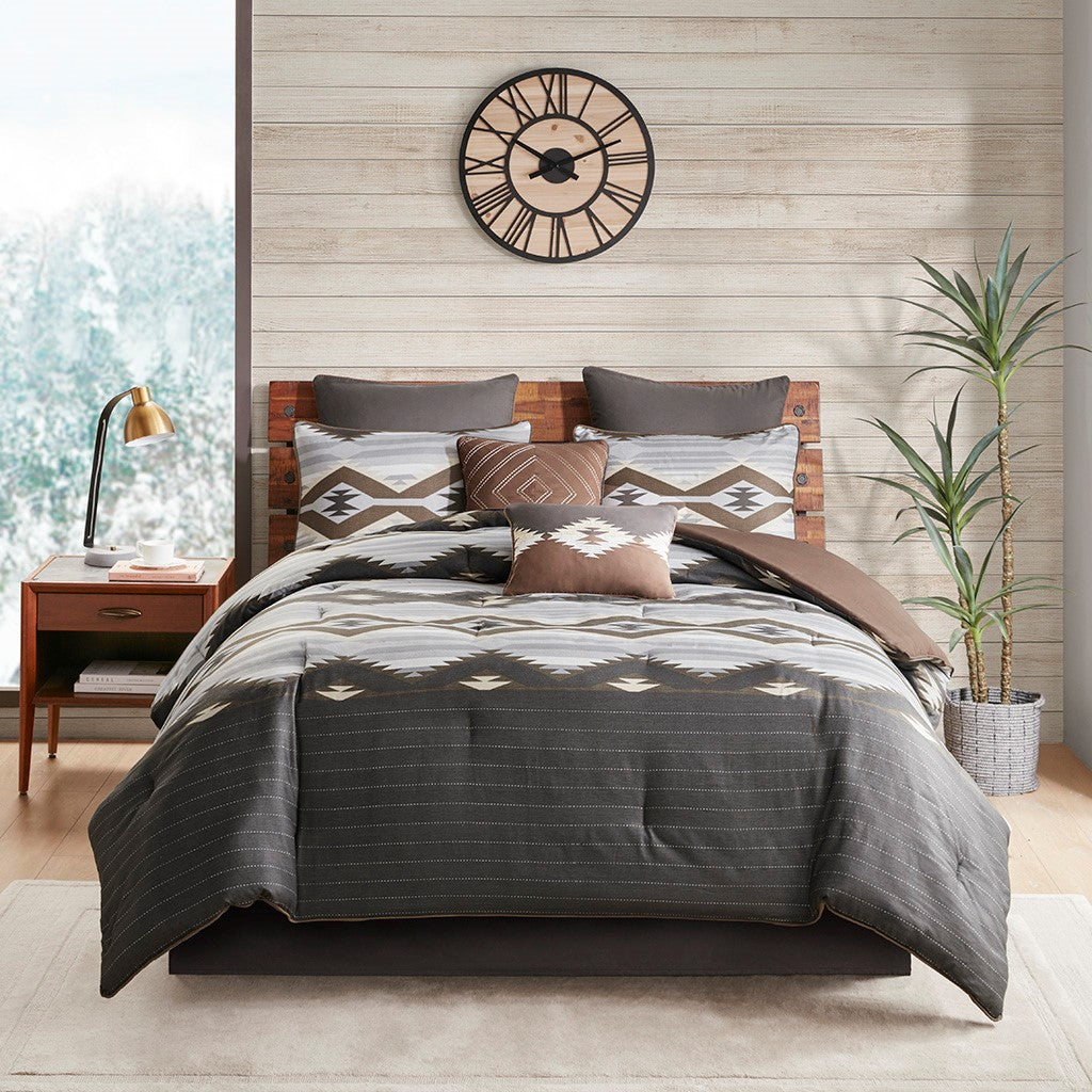 Lodge Grey/Brown 8 Piece Comforter Set Comforter Sets By JLA HOME/Olliix (E & E Co., Ltd)