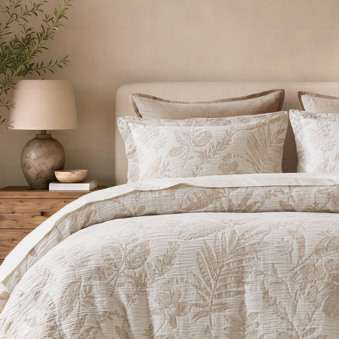 Maison Tropical Cotton Jacquard 3 Piece Duvet Cover Set