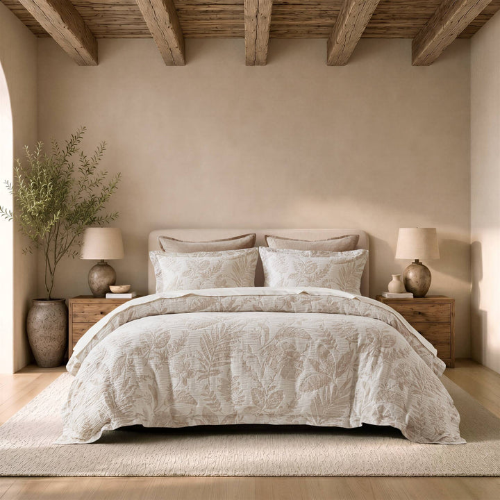 Maison Tropical Cotton Jacquard 3 Piece Duvet Cover Set