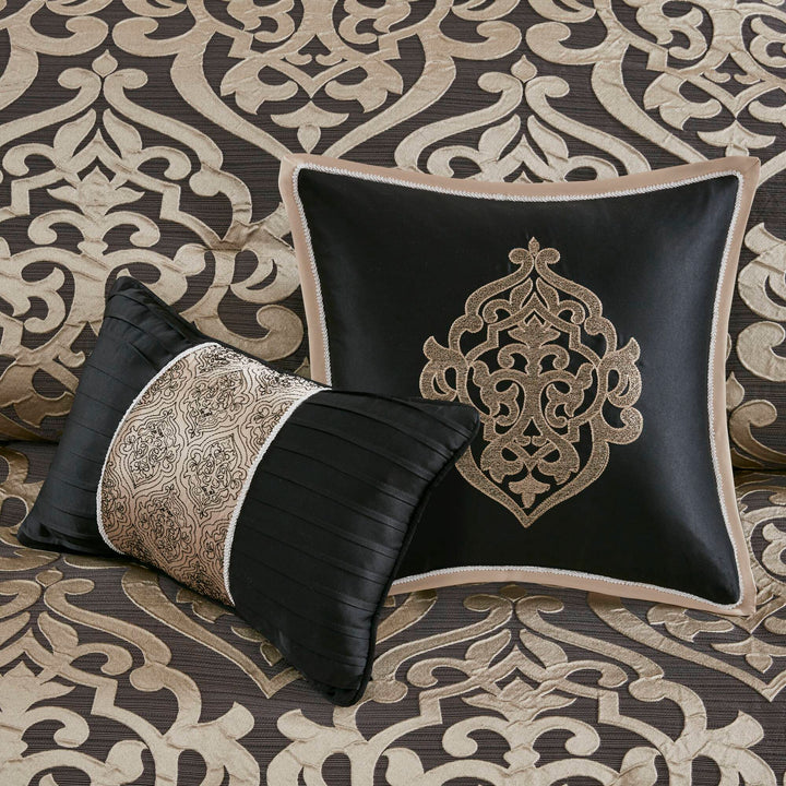 Odette Black 8 Piece Jacquard Comforter Set Comforter Sets By JLA HOME/Olliix (E & E Co., Ltd)