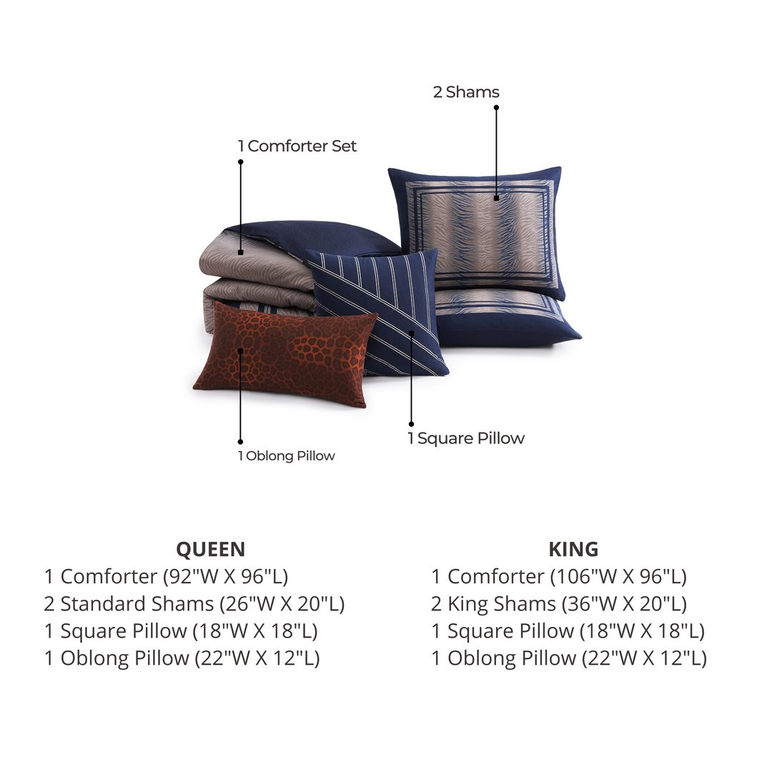 Bebejan Dark Blue Animal Prints 5 Piece Reversible Comforter Set Comforter Sets By Bebejan®