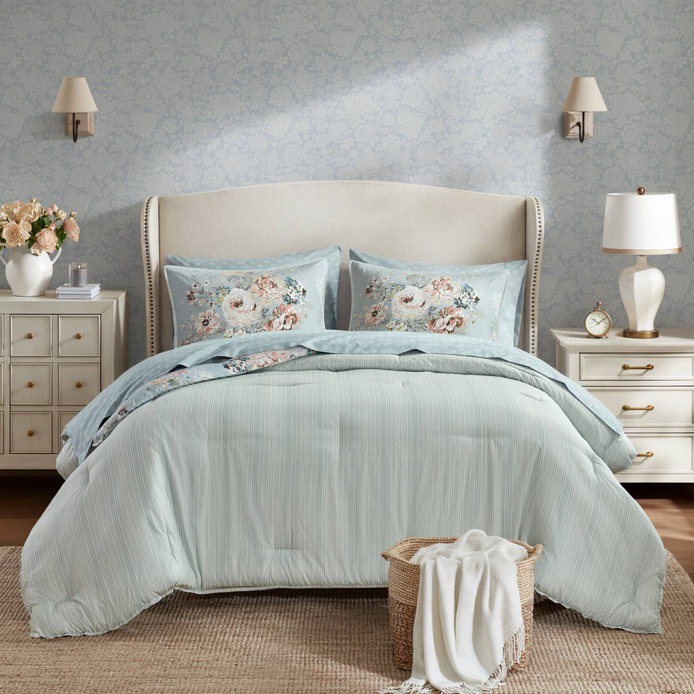 Heather Cottagecore Soft Blue 7 Piece Comforter Set Comforter Sets By JLA HOME/Olliix (E & E Co., Ltd)