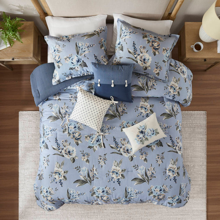 Salara Blue 7 Piece Comforter Set Comforter Sets By JLA HOME/Olliix (E & E Co., Ltd)