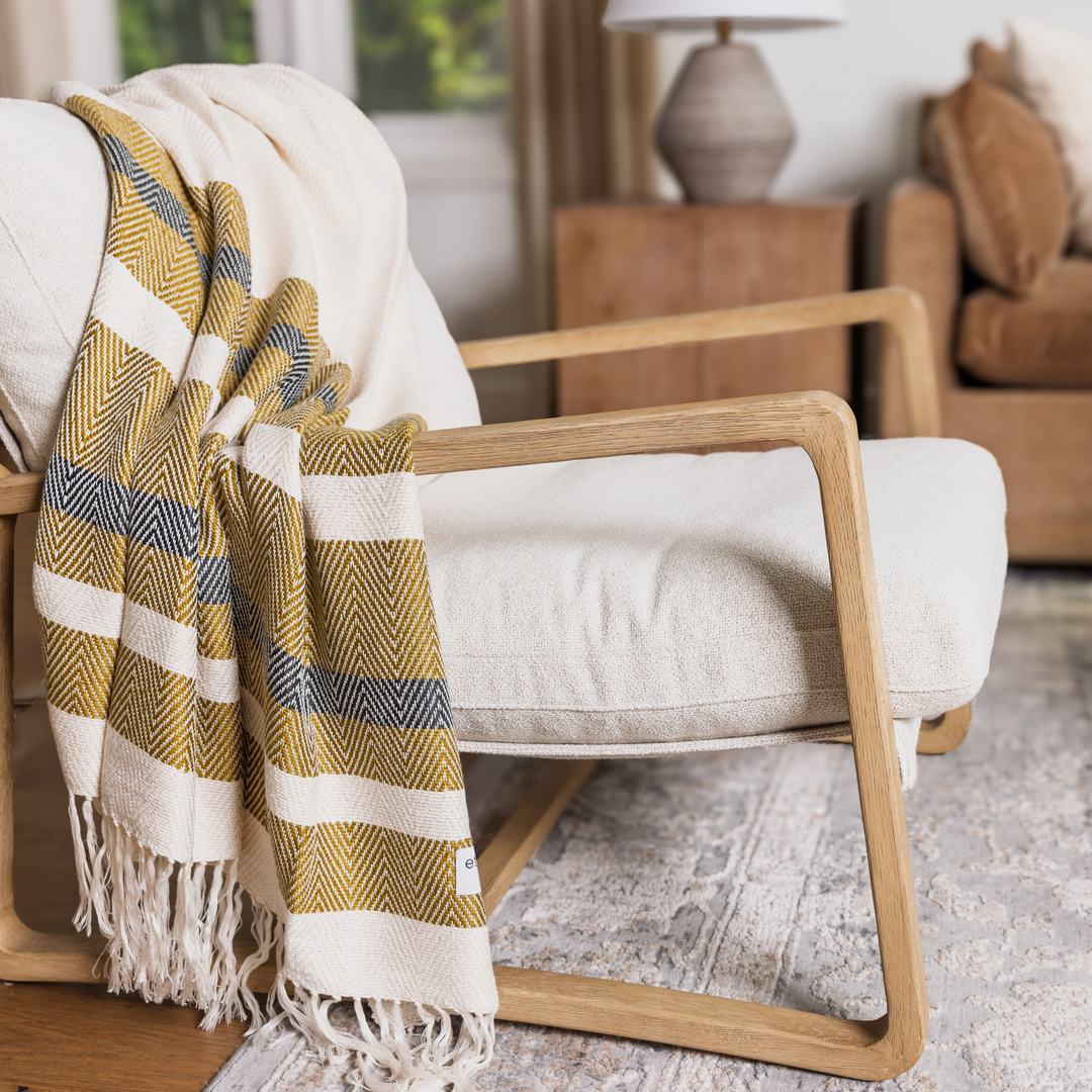 Luxe Bamboo Stripe Throw Blanket Blanket By ettitude