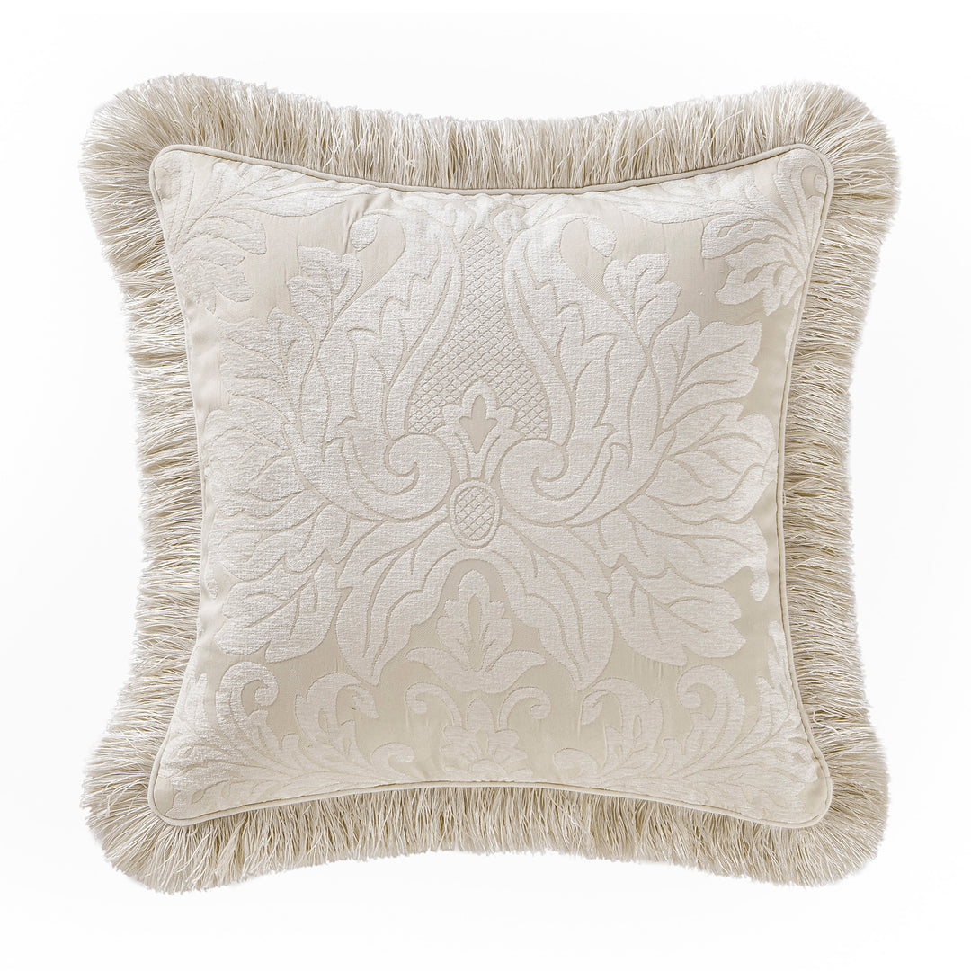 Paloma Ivory Square Decorative Throw Pillow 18" x 18" Throw Pillows By Waterford