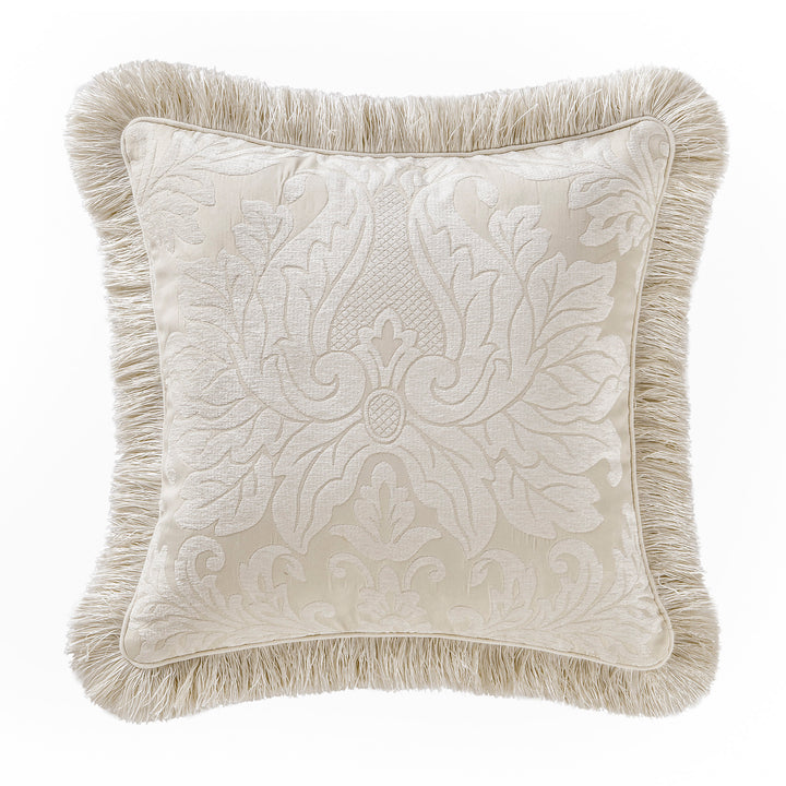 Paloma Ivory Square Decorative Throw Pillow 18" x 18" Throw Pillows By Waterford