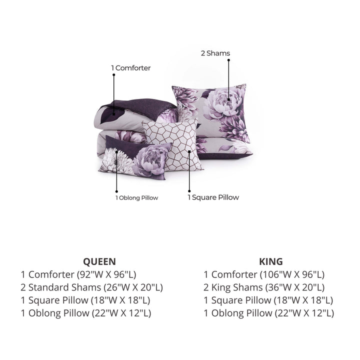 Bebejan Plum Petal 5 Piece Reversible Comforter Set Comforter Sets By Bebejan®