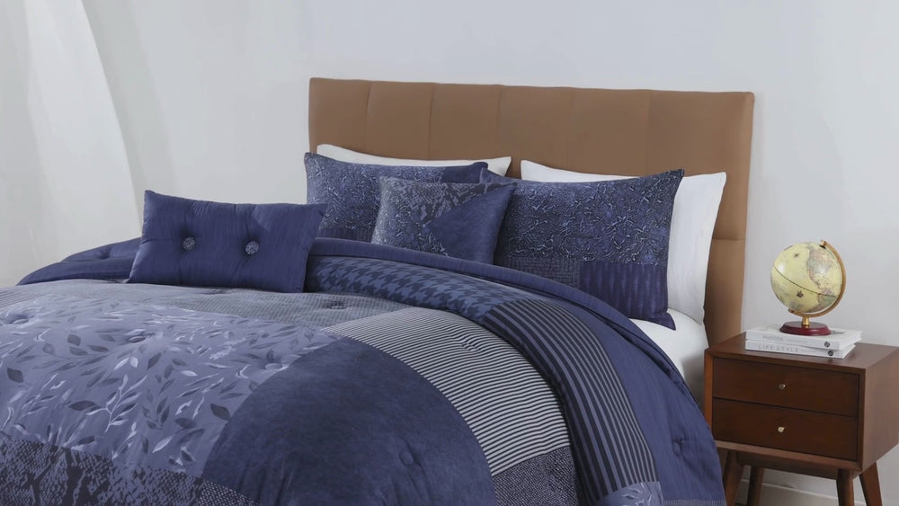 Bebejan Blue Denim Patchwork 5 Piece Reversible Comforter Set Comforter Sets By Bebejan®