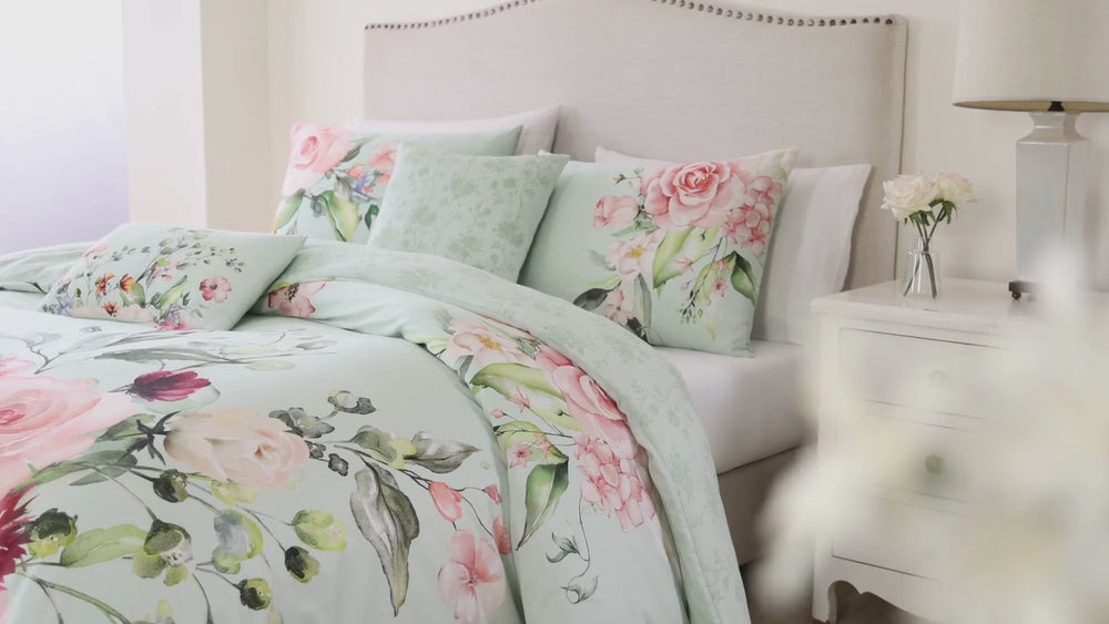 Bebejan Rose on Misty Green 5 Piece Reversible Comforter Set Comforter Sets By Bebejan®