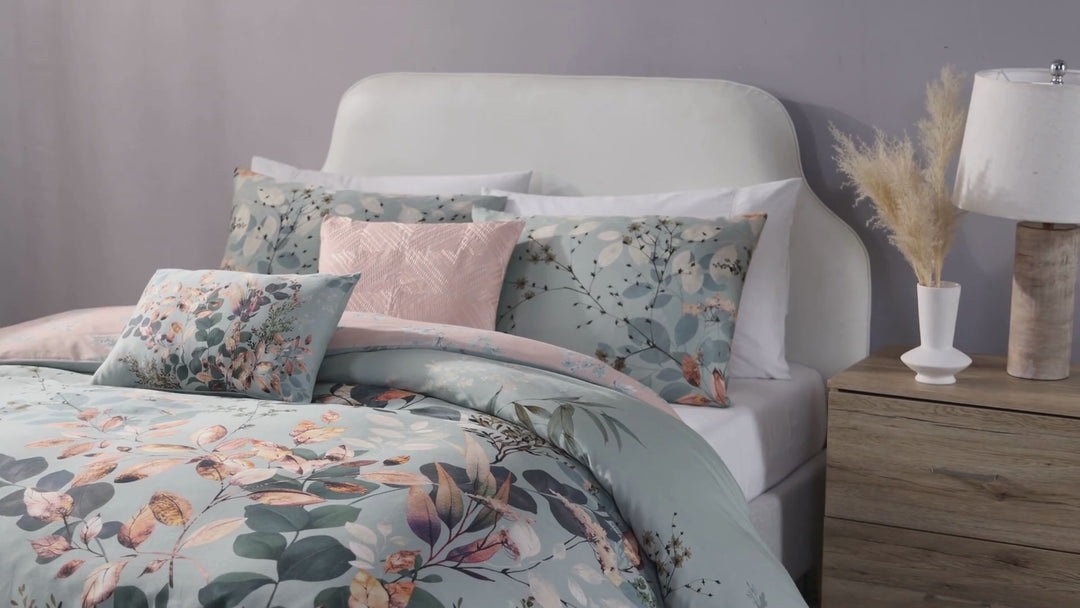 Bebejan Peach Leaves on Sage 5 Piece Reversible Comforter Set Comforter Sets By Bebejan®