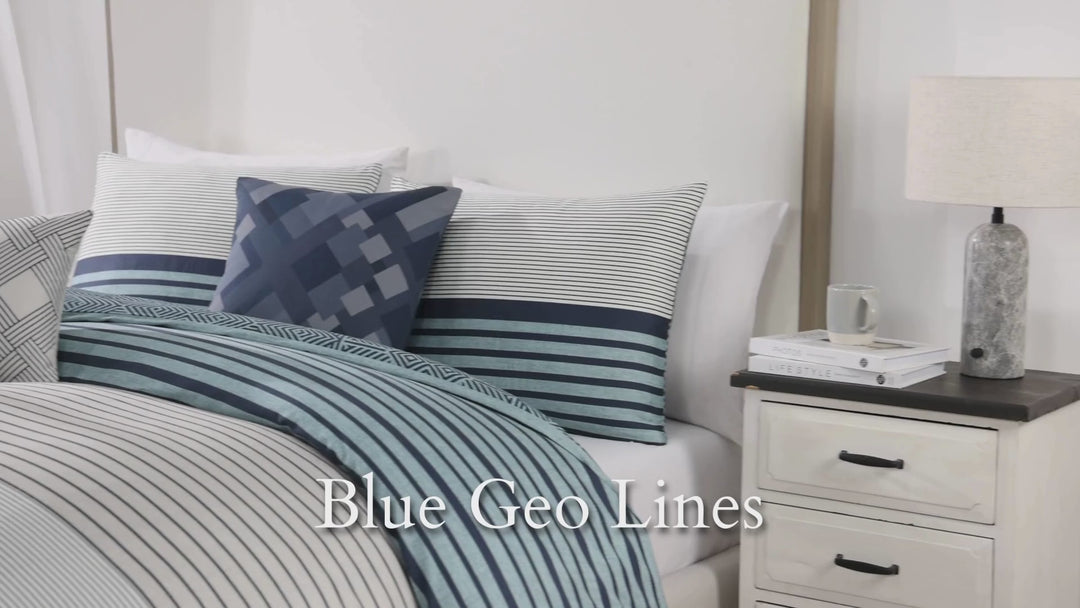Bebejan Blue Geo Lines 5 Piece Reversible Comforter Set Comforter Sets By Bebejan®