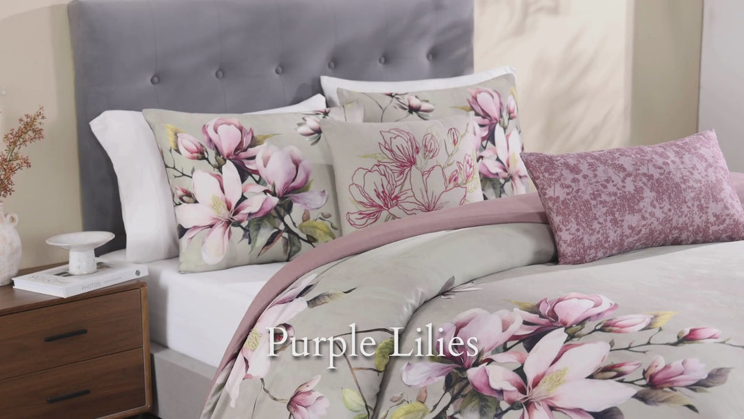 Bebejan Purple Lilies 5 Piece Reversible Comforter Set