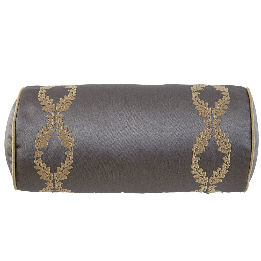 Walton Charcoal/Bronze Bolster Decorative Throw Pillow 15" x 6" Throw Pillows By Waterford