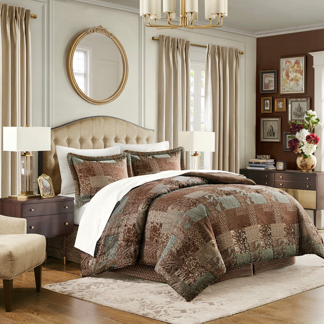 Croscill Galleria Brown Queen 4pc Comforter Set NEW Www.operone.de