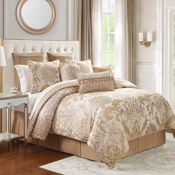 Ansonia Ivory/Gold 6 Piece Comforter Set Comforter Sets By Waterford