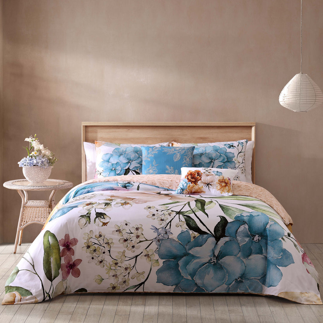 Bebejan Maia Blue 200 Thread Count 100% Cotton Sateen 5 Piece Reversible Comforter Set Comforter Sets By Bebejan®