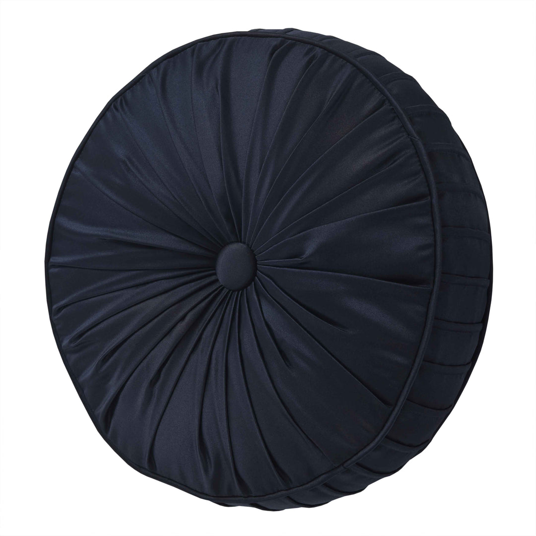 Caruso Blue Tufted Round Decorative Throw Pillow 15" x 15" Throw Pillows By J. Queen New York
