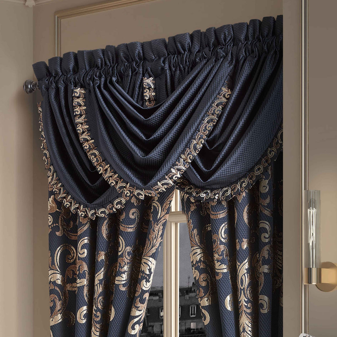 Caruso Blue Waterfall Window Valance Window Valances By J. Queen New York