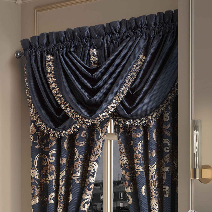 Caruso Blue Waterfall Window Valance Window Valances By J. Queen New York