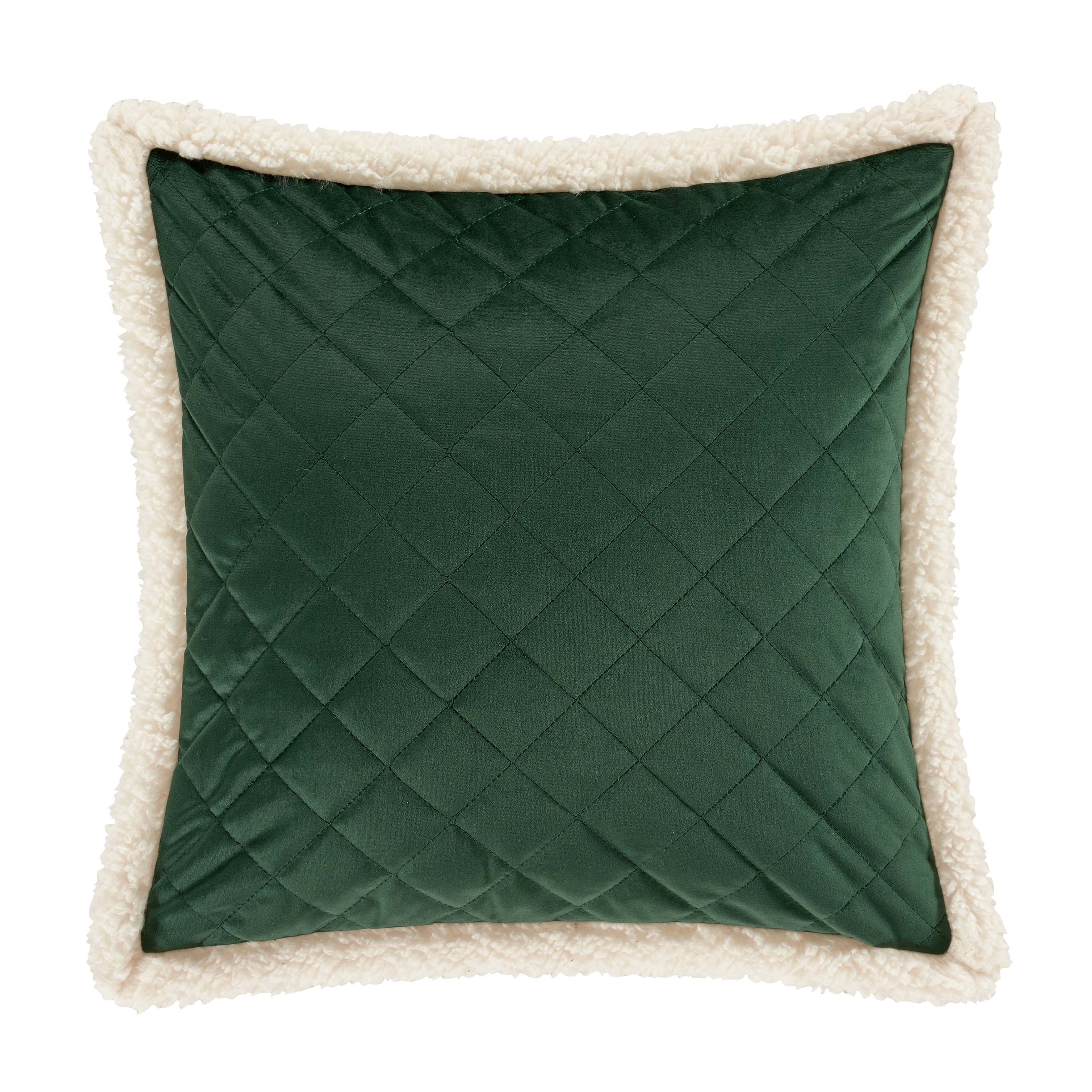 Casey Sherpa Evergreen Square Decorative Throw Pillow 18 x 18 Latest Bedding