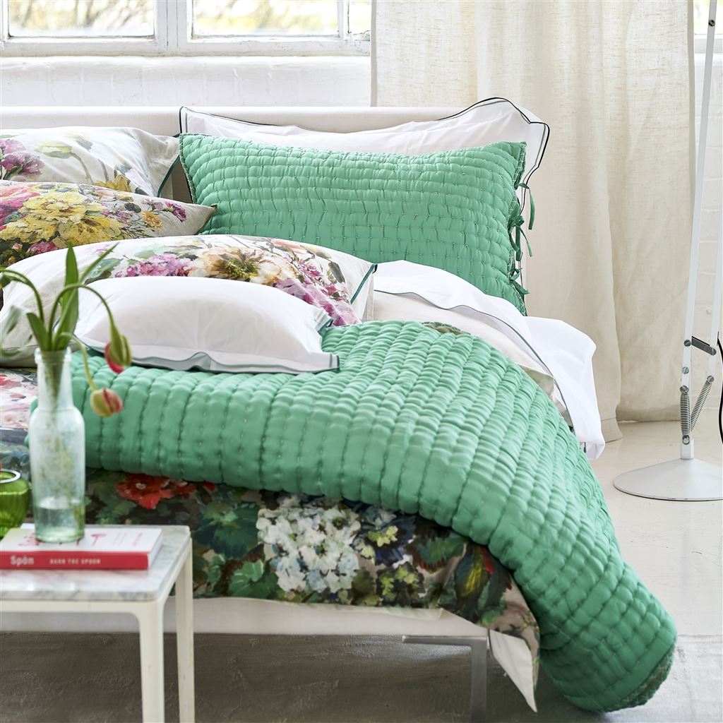 Chenevard Eau De Nil & Celadon Hand Quilted Silk Quilt Quilt Sets By Designers Guild