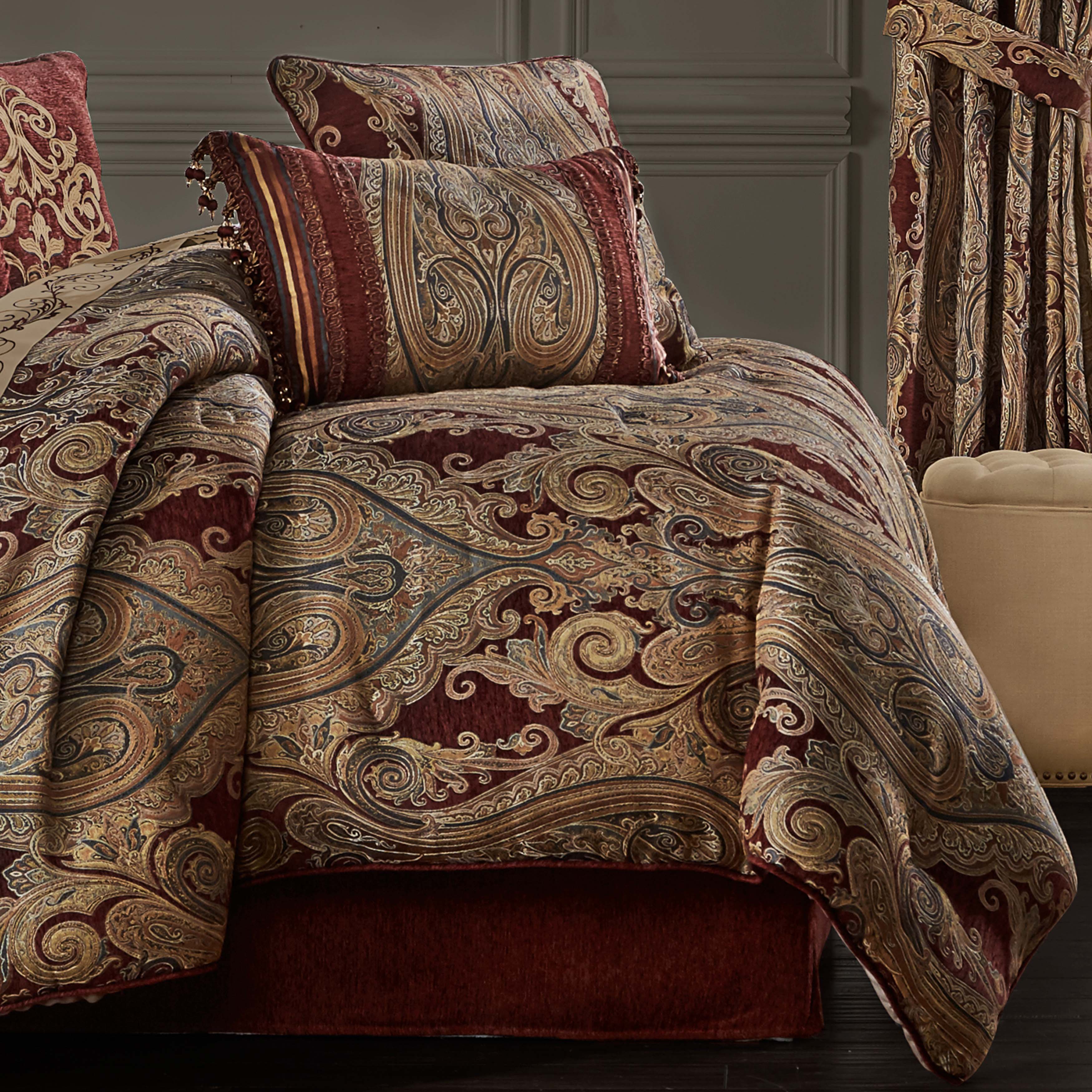 Garnet Red 4-Piece Comforter Set By J Queen
