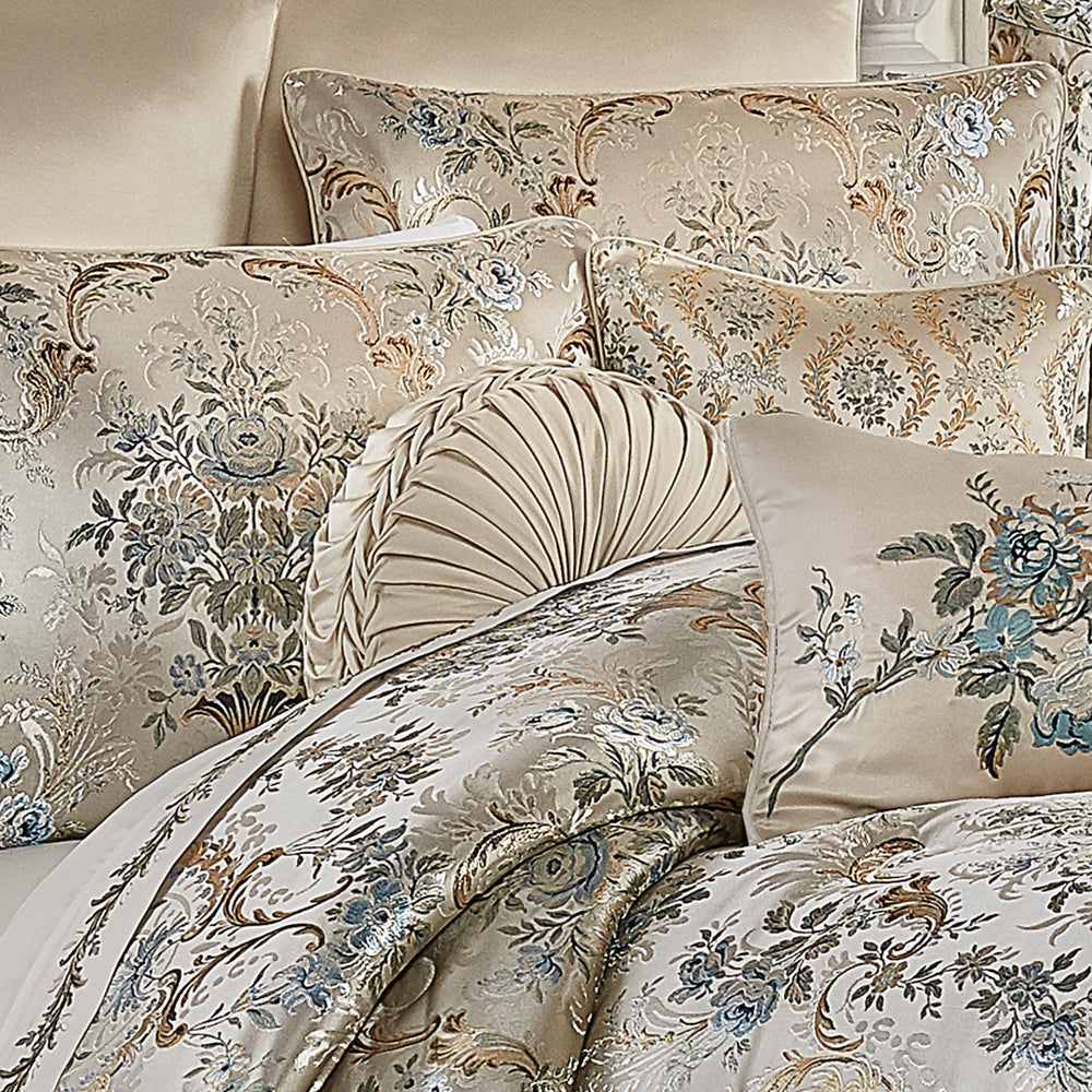 Jacqueline Teal Tufted Round Decorative Throw Pillow 15" x 15" By J Queen Throw Pillows By J. Queen New York