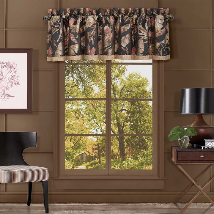 Martinique Black Straight Window Valance By J Queen Window Valances By J. Queen New York