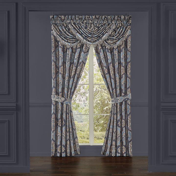 Middlebury Indigo Waterfall Window Valance By J Queen Window Valances By J. Queen New York