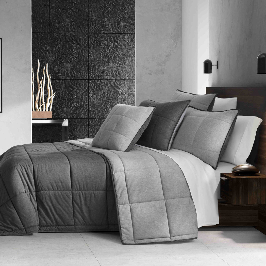Dark Grey Queen Comforter Set 7 Pieces Stripe Comforter Sets with