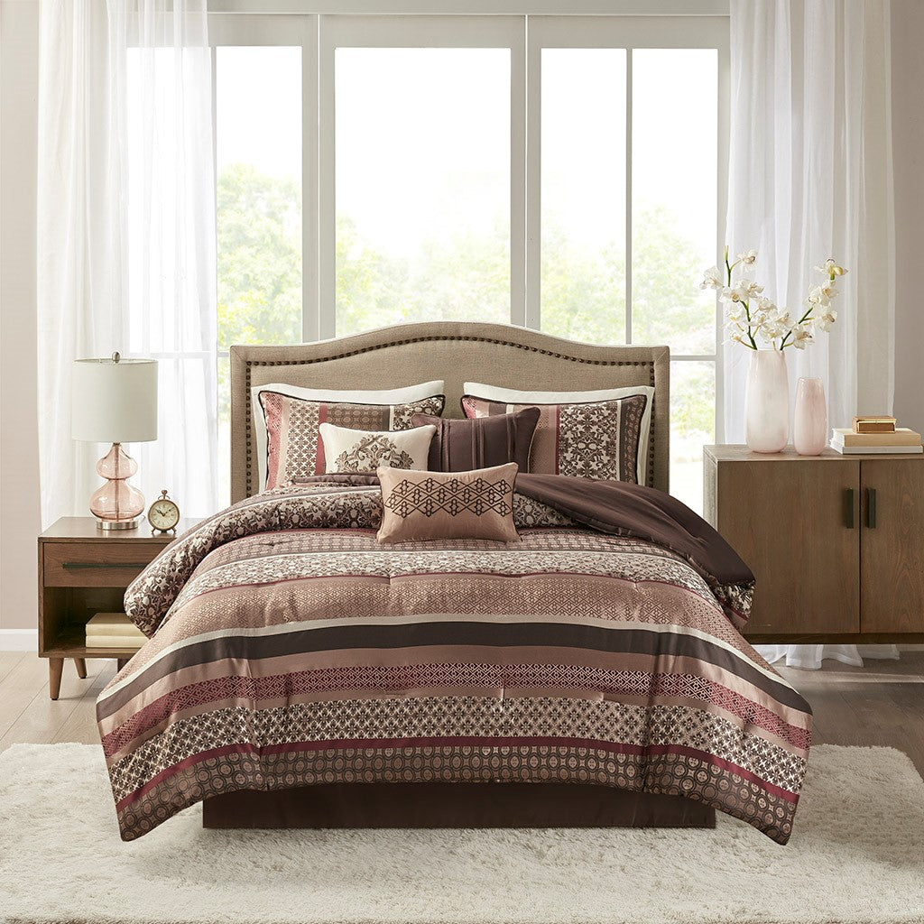 Madison Park Bedding Latest Bedding   PrincetonRed7 PieceComforterSet 1 