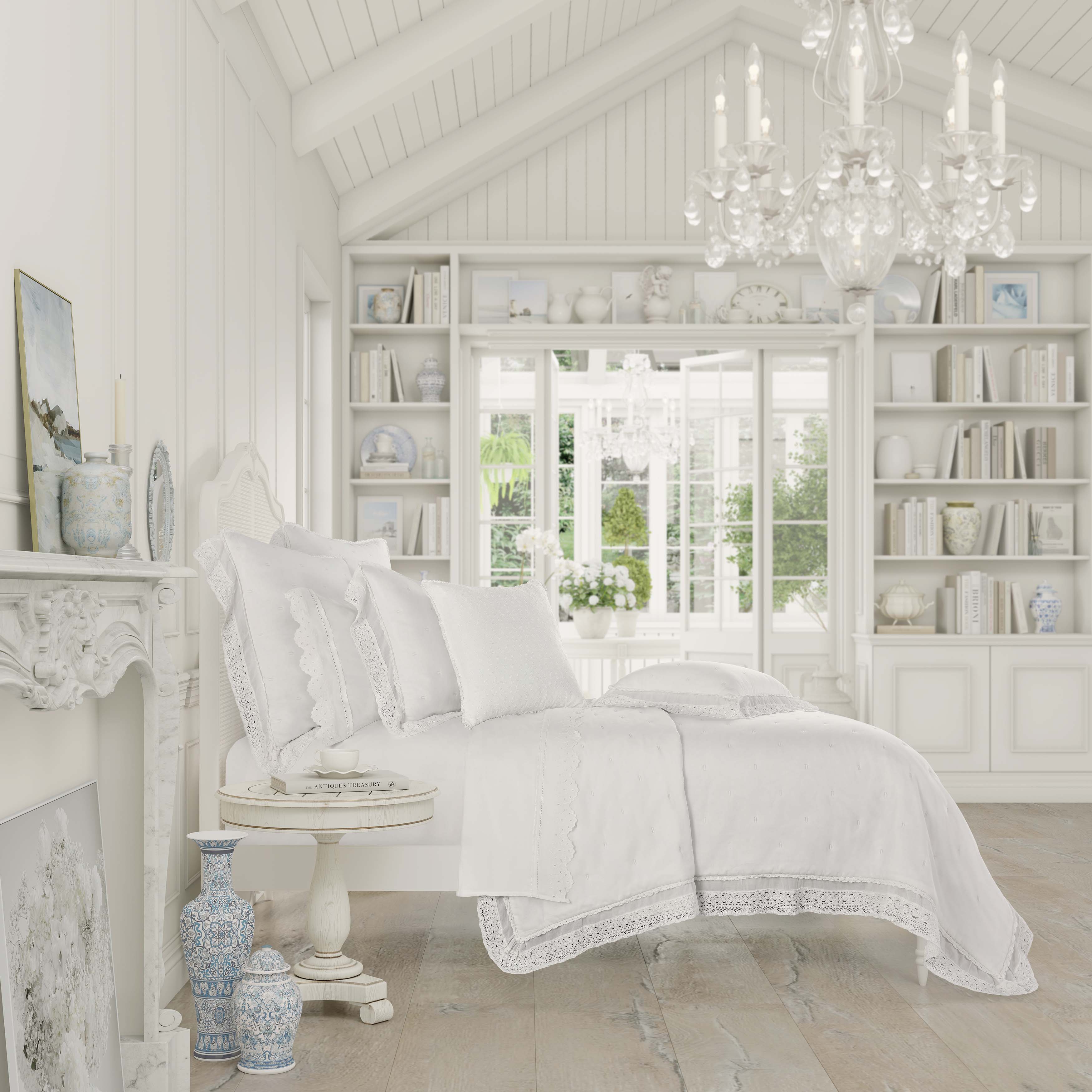 White queen bed comforter set online