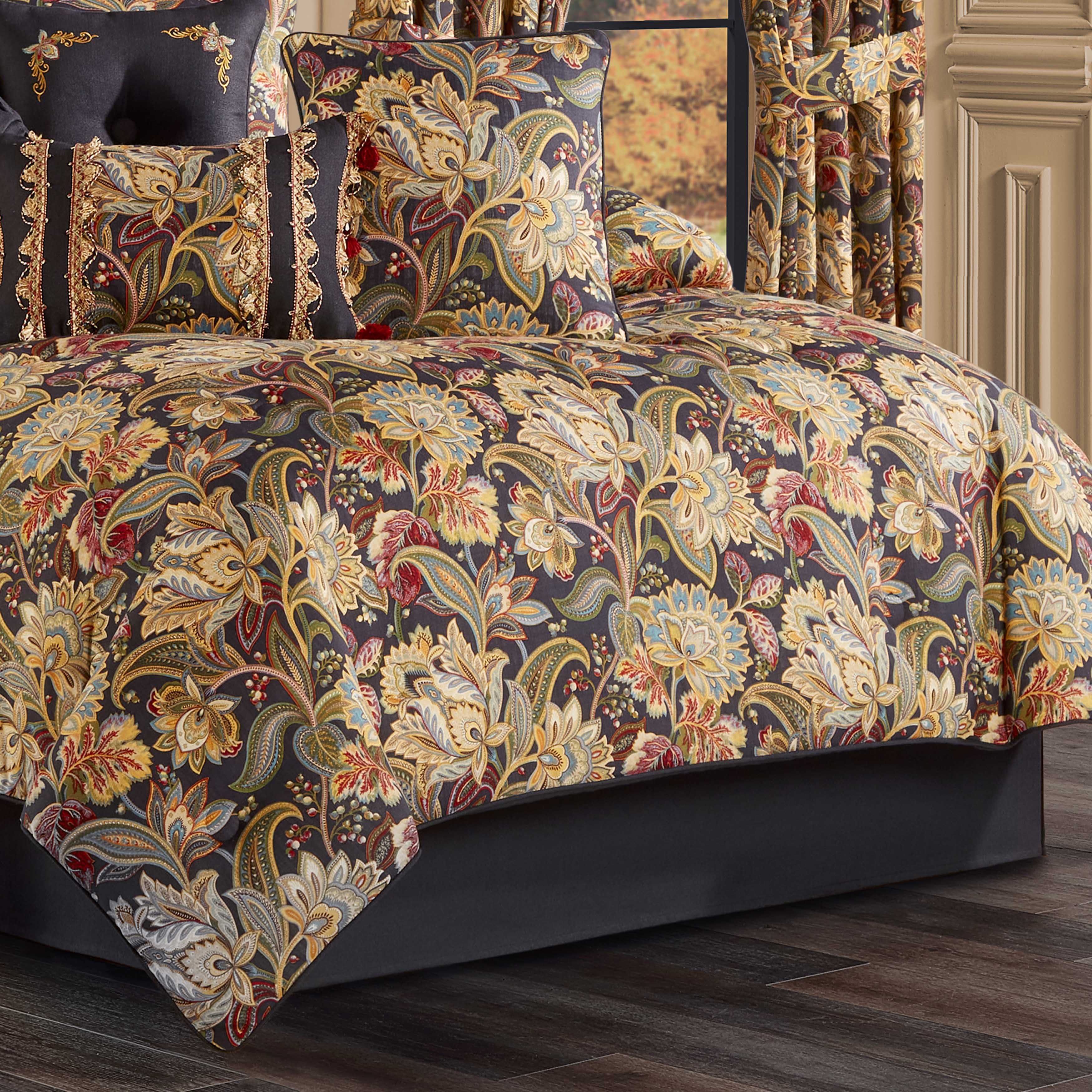 Five Queens Court Stefania Black 4-Piece Comforter Set – Latest