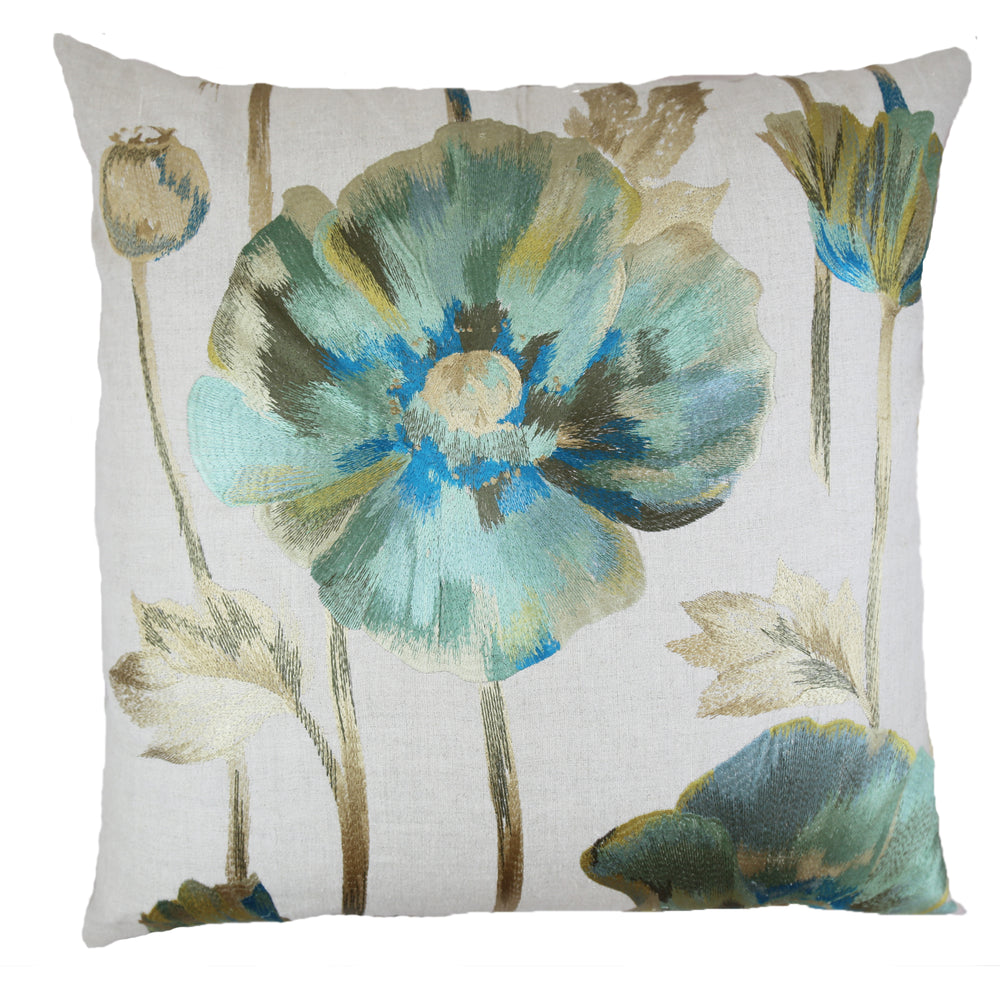 Opium Azure Decorative Throw Pillow 20" x 20" Throw Pillows By Ann Gish