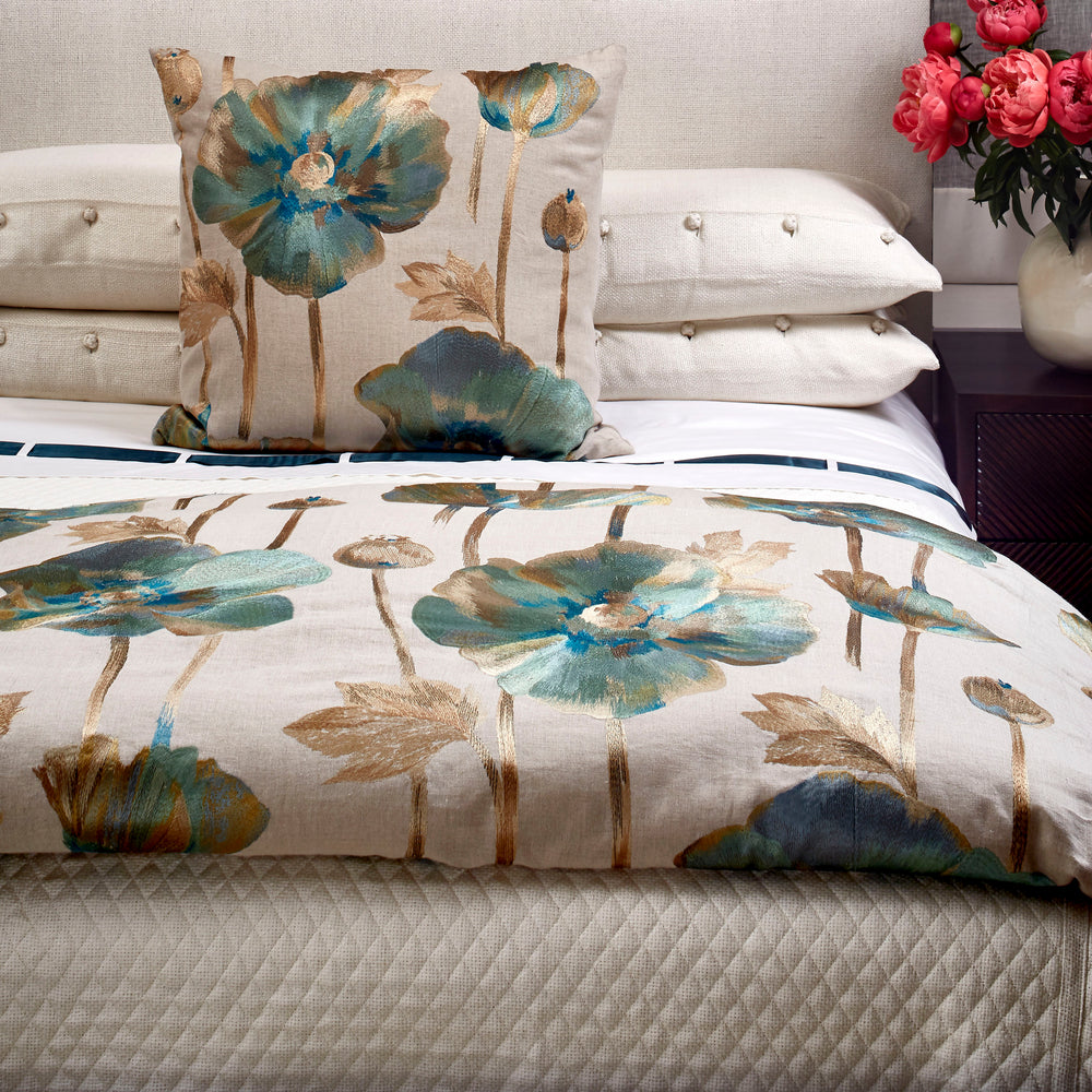 Opium Azure Decorative Throw Pillow 20" x 20" Throw Pillows By Ann Gish